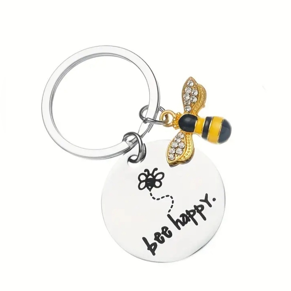 Bee Happy Keychain For Bee Lovers